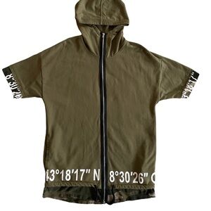 Zara Man hooded shirt army green camo patterns size medium